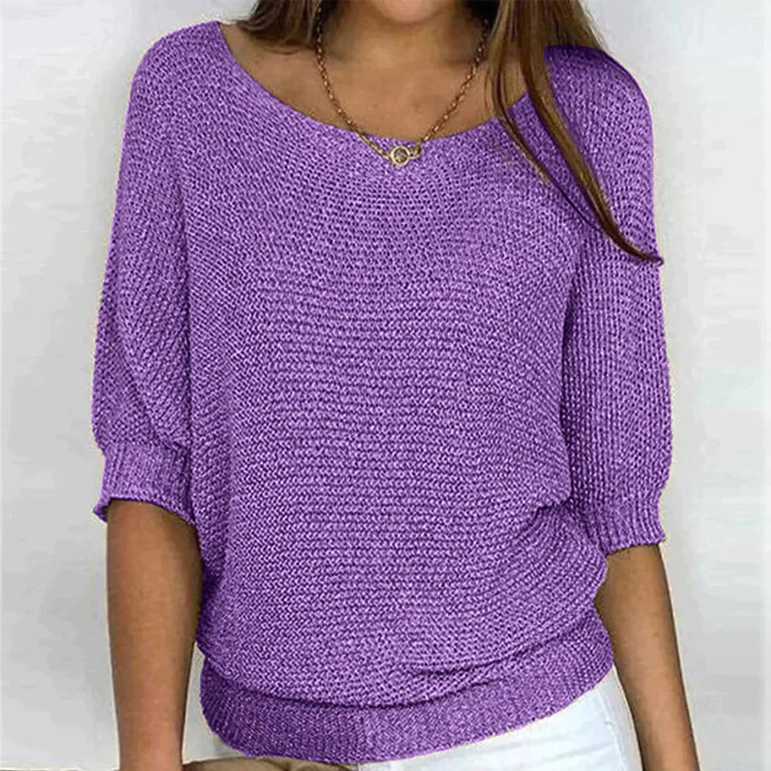 Women's Crop Top | Puffed Sleeve V-Neck Knit Relaxed Fit