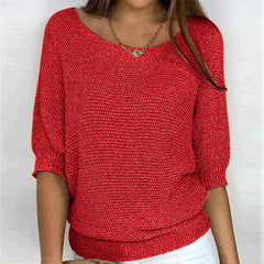 Women's Crop Top | Puffed Sleeve V-Neck Knit Relaxed Fit