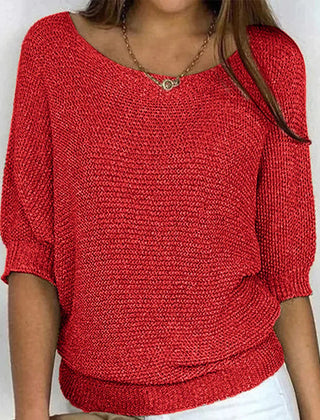 Women's Crop Top | Puffed Sleeve V-Neck Knit Relaxed Fit