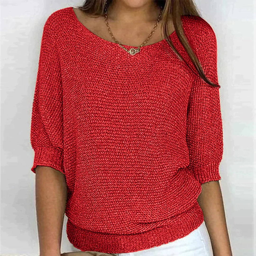 Women's Crop Top | Puffed Sleeve V-Neck Knit Relaxed Fit