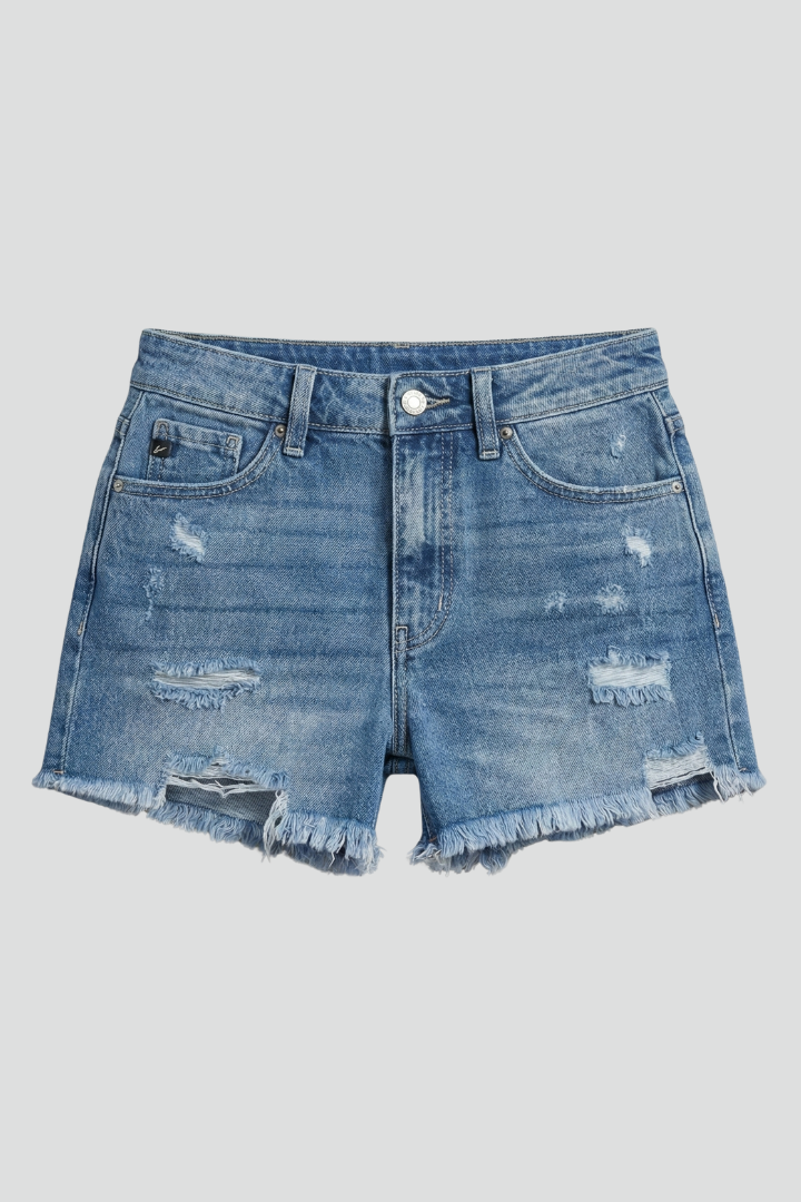 Women's Denim Shorts | Distressed Frayed Hem Regular Fit