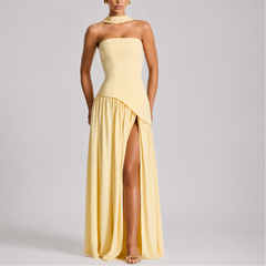 Women's Evening Gown | Strapless Maxi Open Back Scarf
