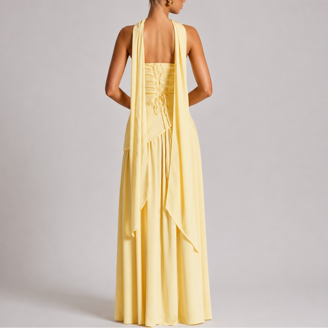 Women's Evening Gown | Strapless Maxi Open Back Scarf