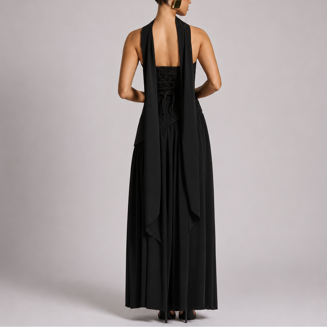 Women's Evening Gown | Strapless Maxi Open Back Scarf