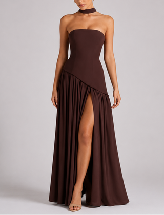 Women's Evening Gown | Strapless Maxi Open Back Scarf