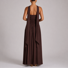 Women's Evening Gown | Strapless Maxi Open Back Scarf