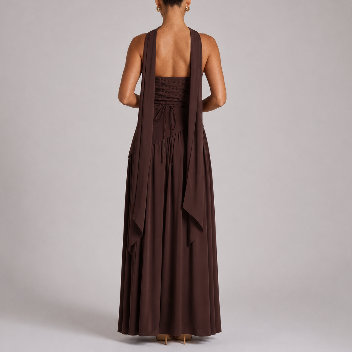 Women's Evening Gown | Strapless Maxi Open Back Scarf