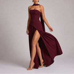 Women's Evening Gown | Strapless Maxi Open Back Scarf