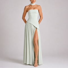 Women's Evening Gown | Strapless Maxi Open Back Scarf