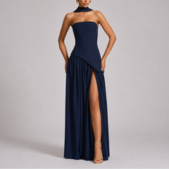 Women's Evening Gown | Strapless Maxi Open Back Scarf