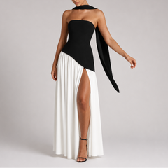 Women's Evening Gown | Strapless Maxi Open Back Scarf