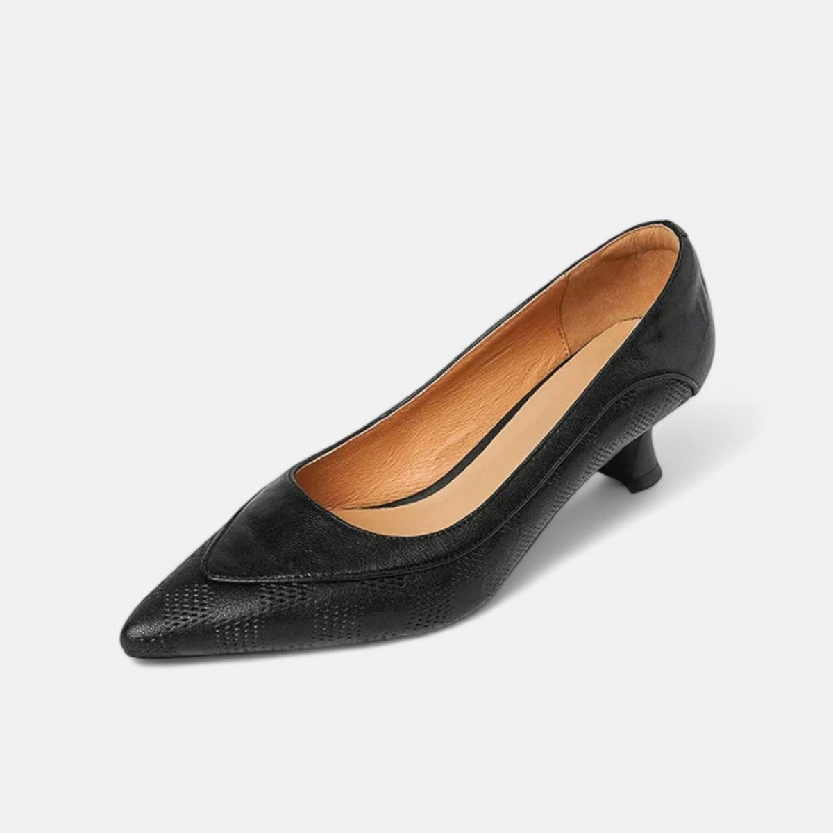 Women's Kitten Heels | Pointed Toe Leather Embossed