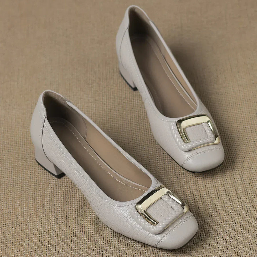 Women's Kitten Heels | Rounded Square Toe Block Heel Slip-On