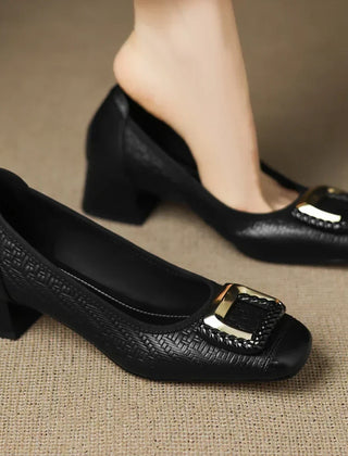 Women's Kitten Heels | Rounded Square Toe Block Heel Slip-On