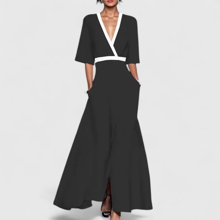 Women's Maxi Dress | Wrap V-Neck Half Sleeve Floral
