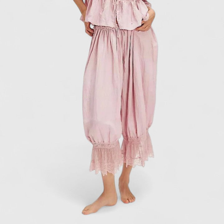 Women's Lace Pants | Midi Length Balloon Leg Linen