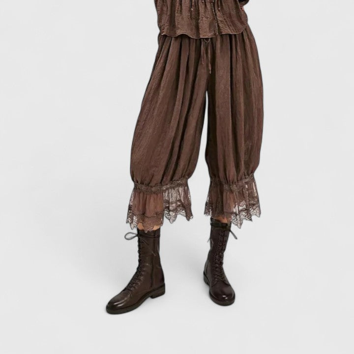 Women's Lace Pants | Midi Length Balloon Leg Linen