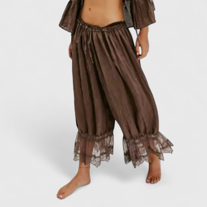 Women's Lace Pants | Midi Length Balloon Leg Linen