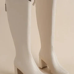 Women's Thigh High Boots | Pointed Toe Block Heel Zip Closure