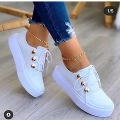 Women's Platform Sneakers | Lace-Up Round Toe Studded Upper
