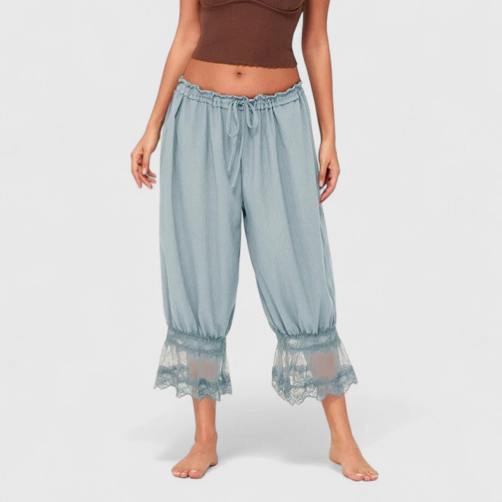 Women's Lace Pants | Midi Length Balloon Leg Linen