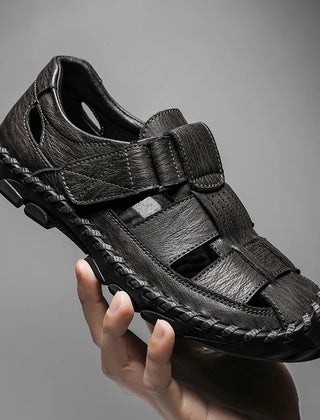 Summer Hot Selling Men's Beach Camping Shoes Handmade Soles Perforated Breathable Men's Leather Sandals Lightweight Oxford Shoes - Jack Hafford