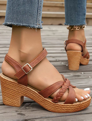 Women's Platform Sandals | Braided Straps Ankle Buckle Open Toe