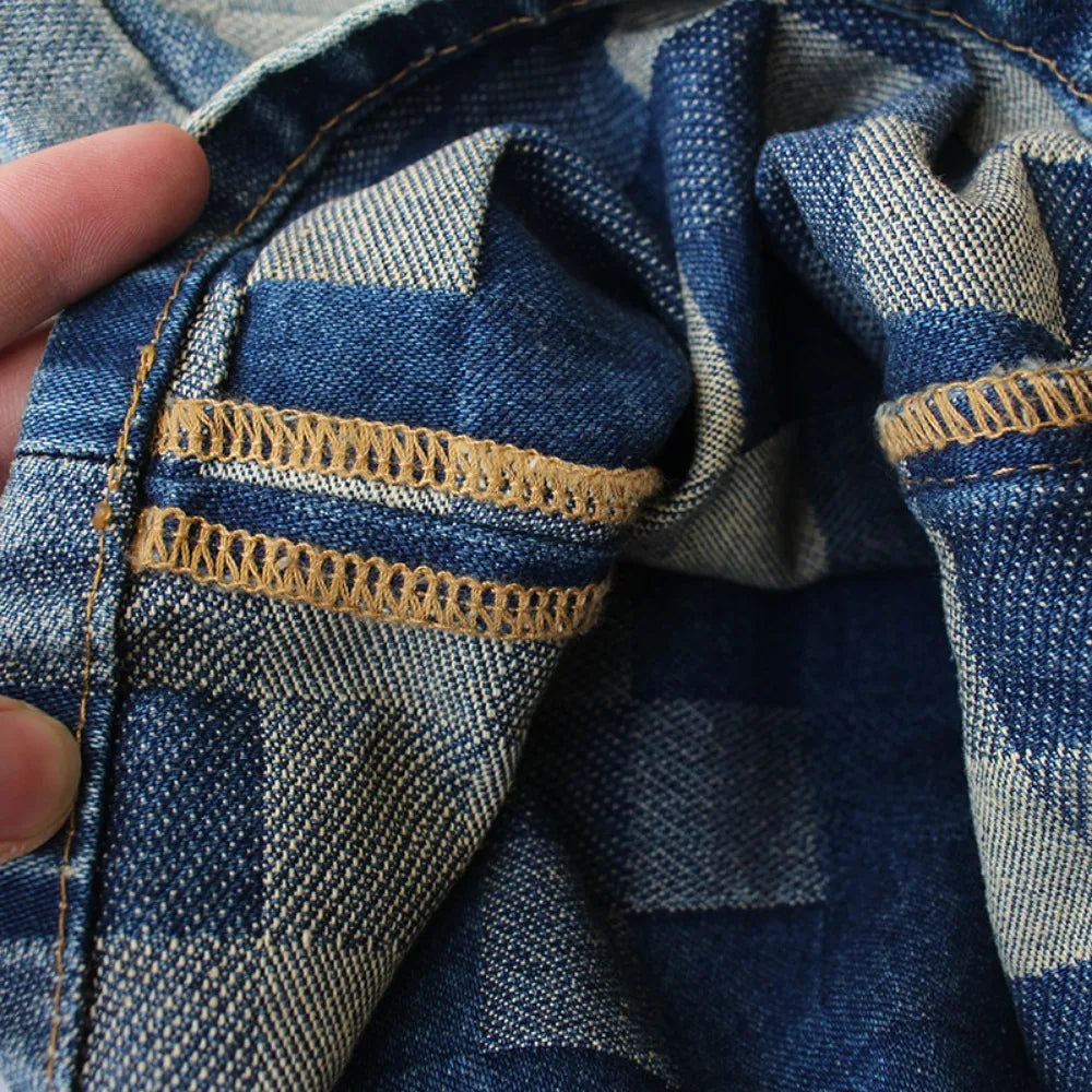 Men's Denim Shorts | Relaxed Fit Patchwork Closure