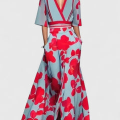 Women's Maxi Dress | Wrap V-Neck Half Sleeve Floral