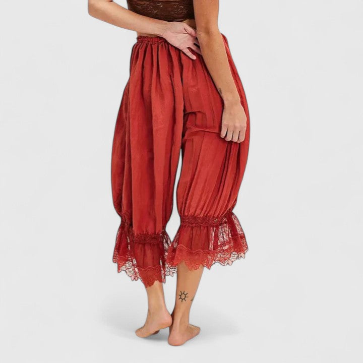 Women's Lace Pants | Midi Length Balloon Leg Linen
