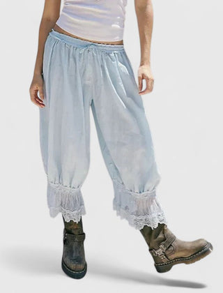 Women's Lace Pants | Midi Length Balloon Leg Linen
