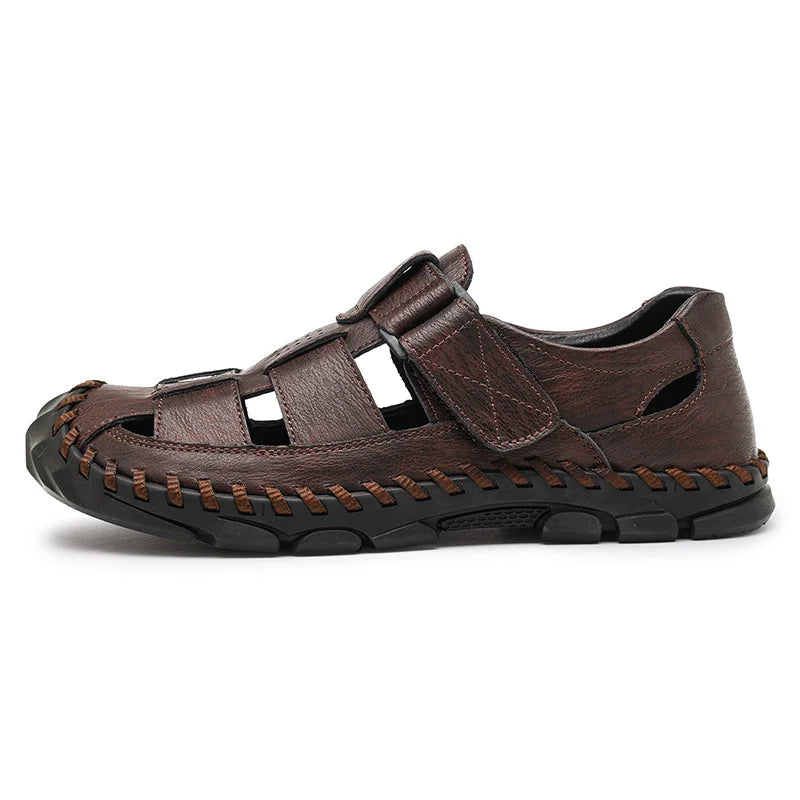 Summer Hot Selling Men's Beach Camping Shoes Handmade Soles Perforated Breathable Men's Leather Sandals Lightweight Oxford Shoes - Jack Hafford