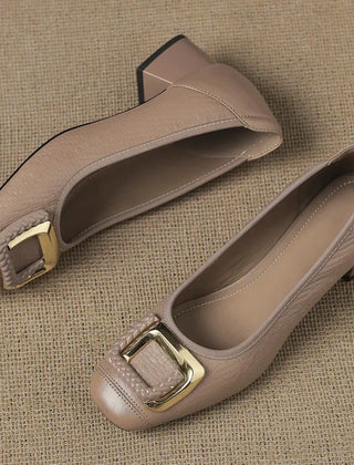 Women's Kitten Heels | Rounded Square Toe Block Heel Slip-On