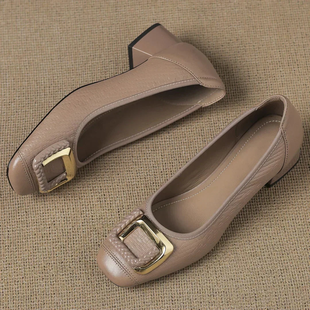Women's Kitten Heels | Rounded Square Toe Block Heel Slip-On