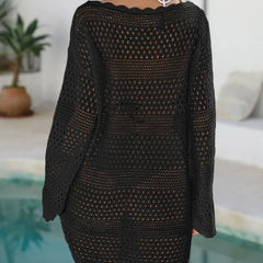 Women's Bikini Cover Up | Mesh Knit Scalloped Hem Loose Fit