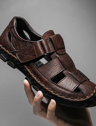 Summer Hot Selling Men's Beach Camping Shoes Handmade Soles Perforated Breathable Men's Leather Sandals Lightweight Oxford Shoes - Jack Hafford