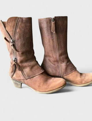 Women's Platform Boots | Mid-Calf Square Heel Suede
