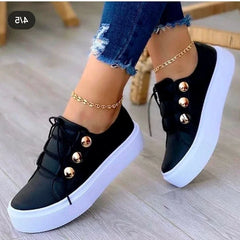 Women's Platform Sneakers | Lace-Up Round Toe Studded Upper