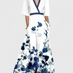 Women's Maxi Dress | Wrap V-Neck Half Sleeve Floral