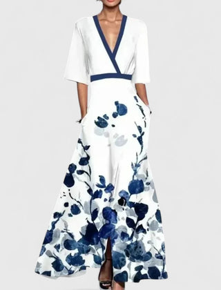 Women's Maxi Dress | Wrap V-Neck Half Sleeve Floral