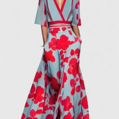 Women's Maxi Dress | Wrap V-Neck Half Sleeve Floral