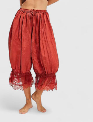 Women's Lace Pants | Midi Length Balloon Leg Linen