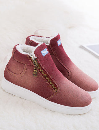Women's Ankle Bootie | Round Toe Fleece Lined Zip Closure