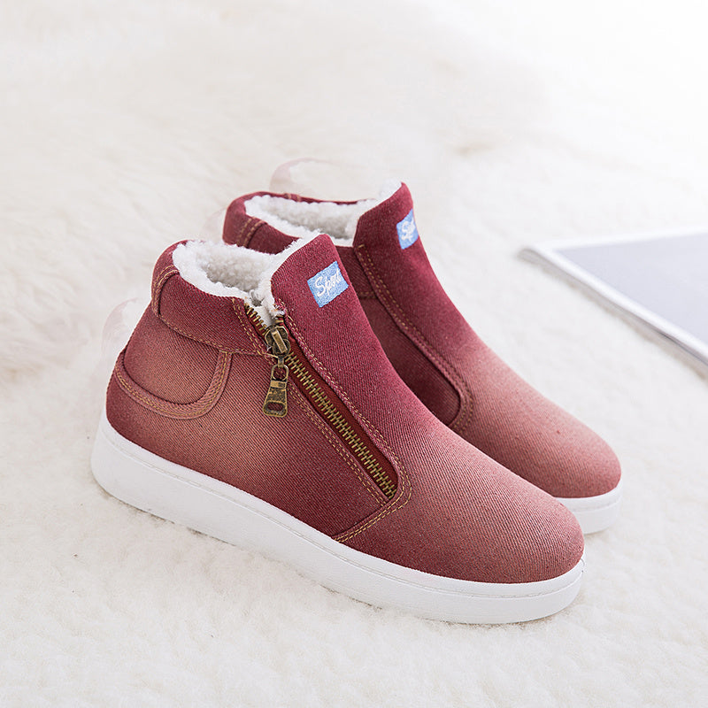 Women's Ankle Bootie | Round Toe Fleece Lined Zip Closure