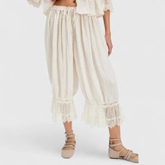 Women's Lace Pants | Midi Length Balloon Leg Linen
