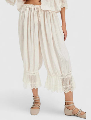 Women's Lace Pants | Midi Length Balloon Leg Linen