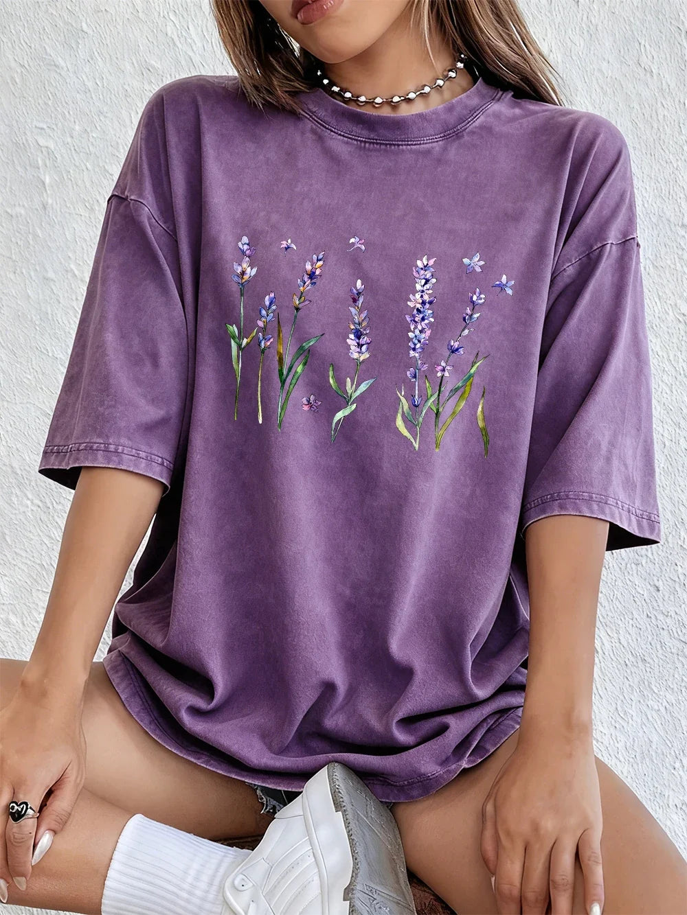 Women's T Shirt | Oversized Relaxed Fit Crew Neck Short Sleeve