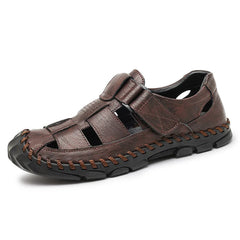 Summer Hot Selling Men's Beach Camping Shoes Handmade Soles Perforated Breathable Men's Leather Sandals Lightweight Oxford Shoes - Jack Hafford