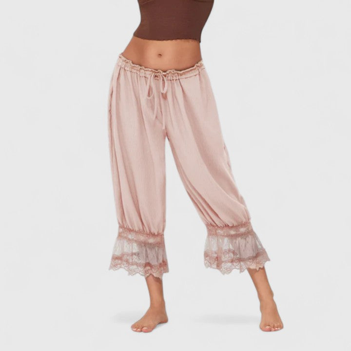 Women's Lace Pants | Midi Length Balloon Leg Linen