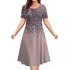 Women's Christmas Dress | Midi A-Line Round Neckline Short Sleeve